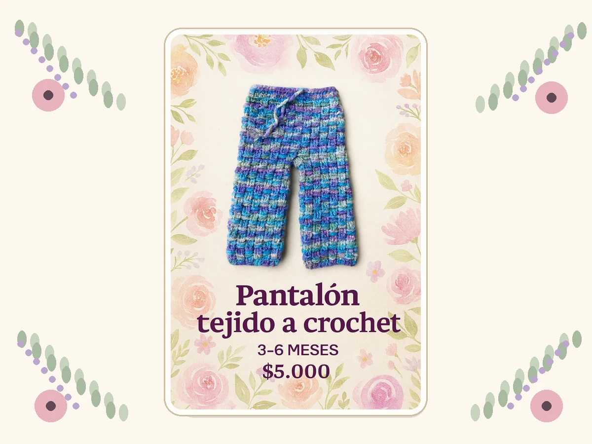 Pantalón tejido a crochet para bebé de 3 a 6 meses